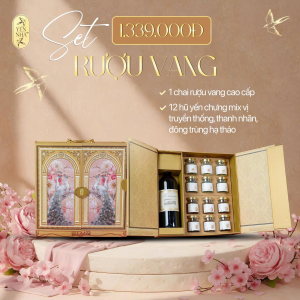 Set Quà Rượu Vang – Combo 12 Hũ Yến Chưng & Vang Cao Cấp | Yến Nhà