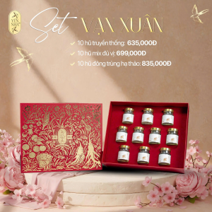 Set Quà Vạn Xuân - Combo 10 Hũ Yến Chưng Cao Cấp | Yến Nhà